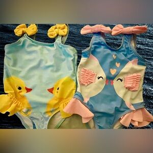 NEW 2 Baby Girls Bathing Swimsuits Beachwear 6-9m & 9-12m Both NWOT